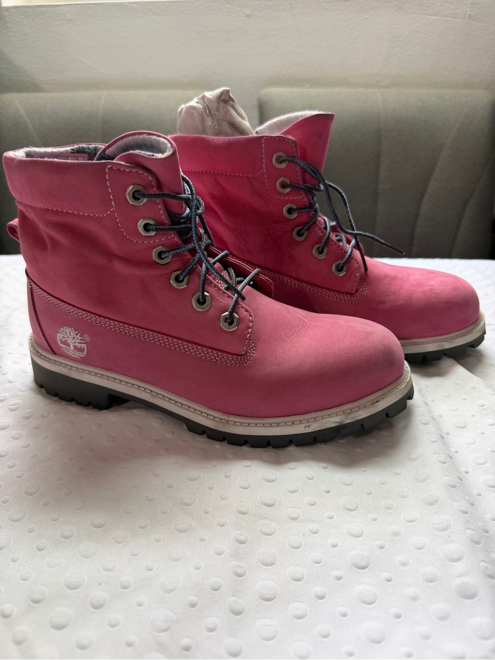 Timberland Women's Pink Lace-Up Nubuck Boots